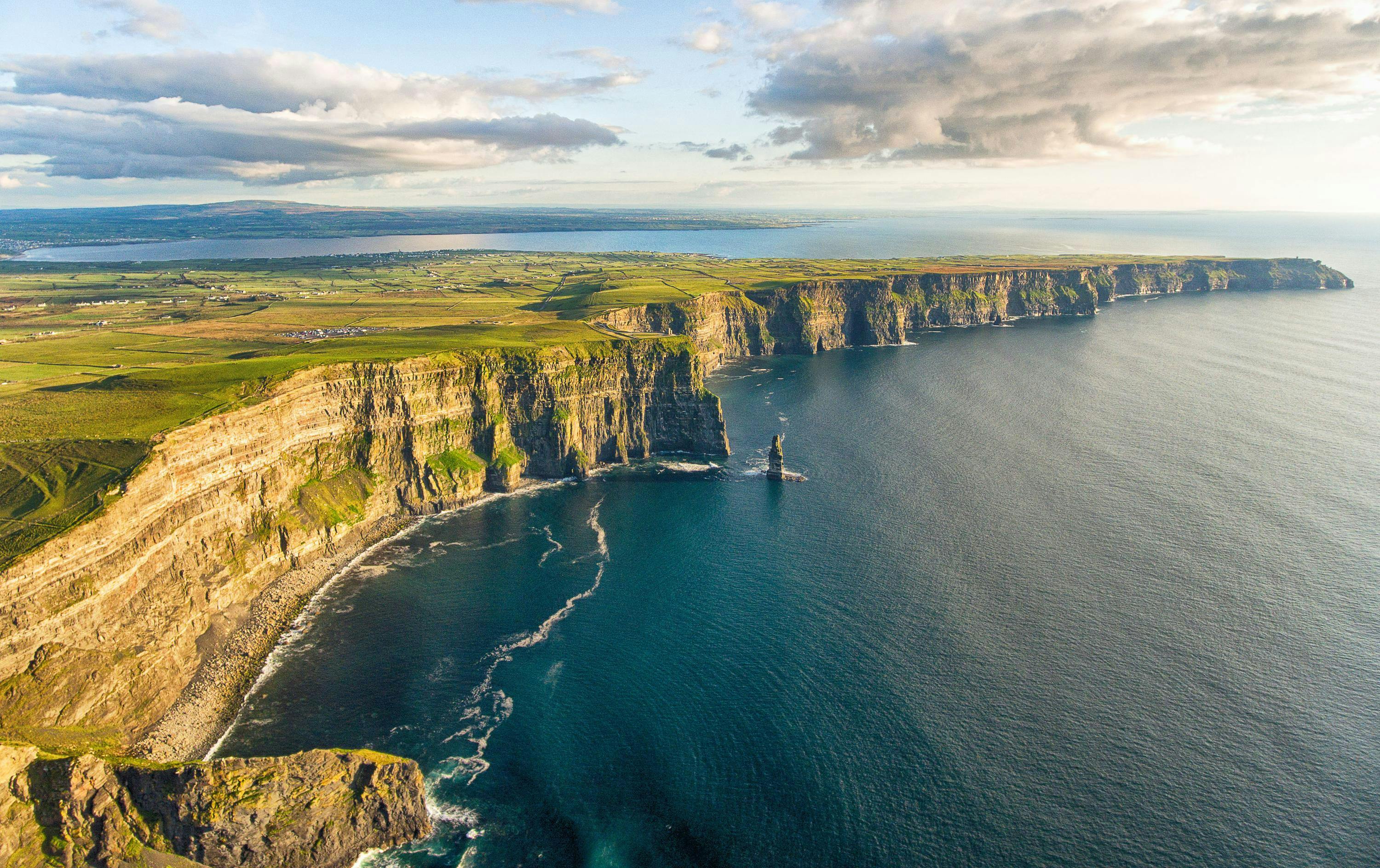 Aerial view of the world-famous Cliffs of Moher in county Clare, Ireland